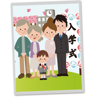 記念の家族写真を撮る